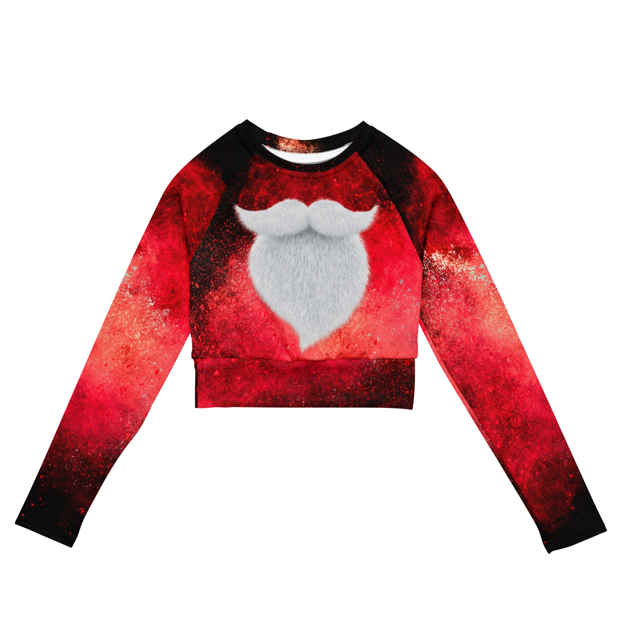 Christmas Party Cropped Top. Long Sleeved Christmas Colors Streetwear or Activewear. WickedYo.